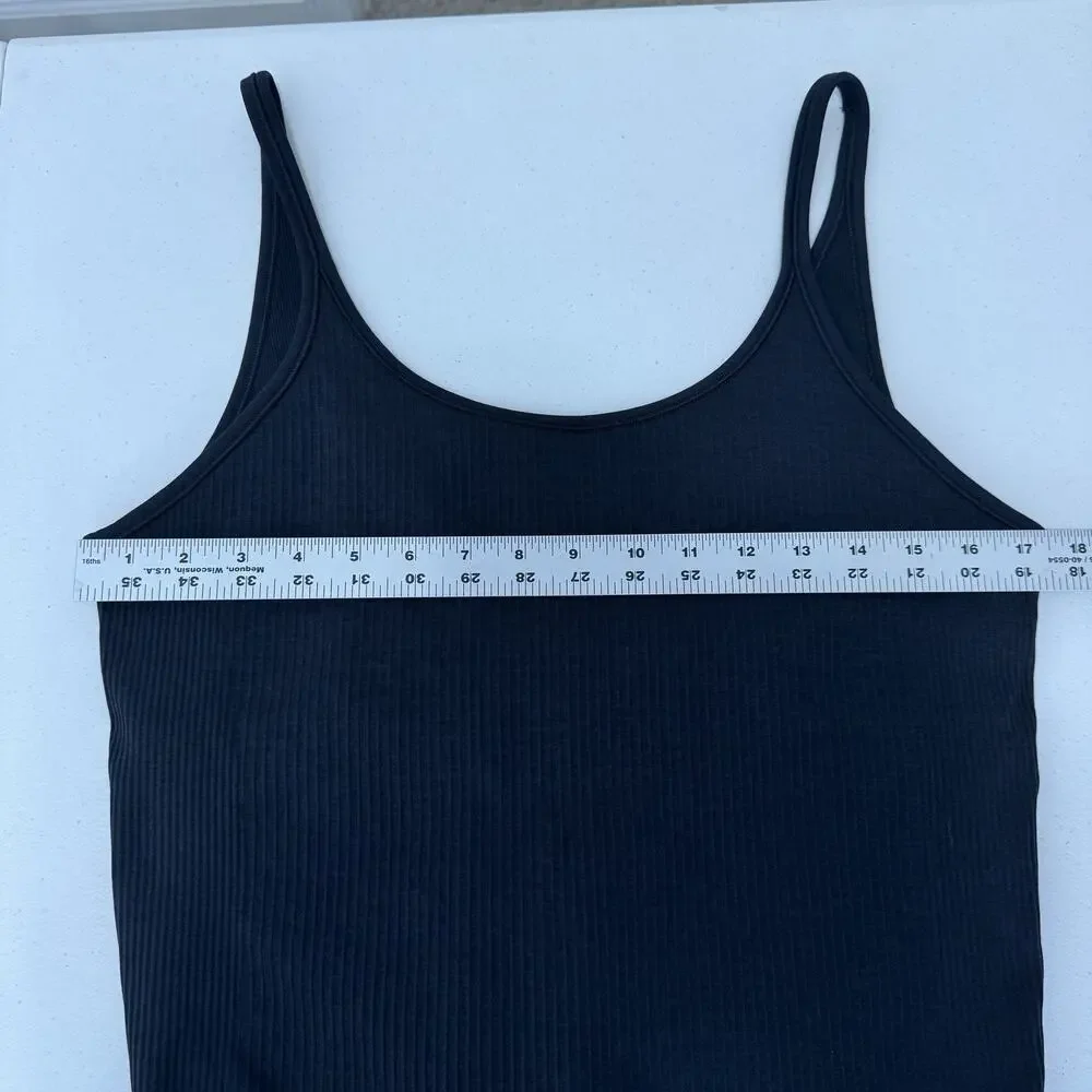 Lululemon Womens Top 12 Black Ebb to Street Bodysuit Rib Thong Back Built in Bra